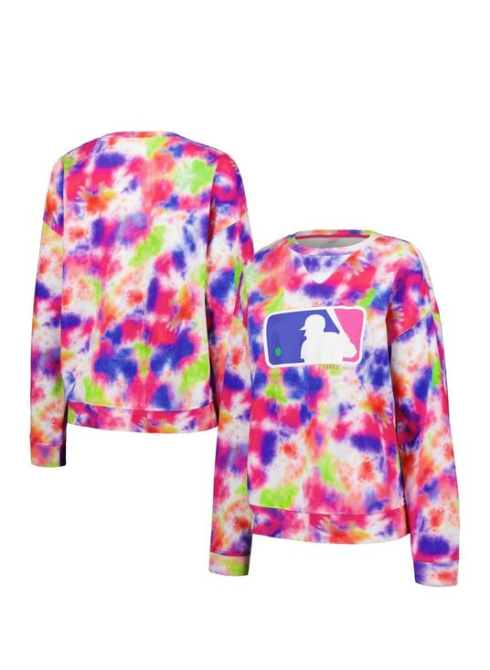 MLB Sweaters - New Women's MLB Batterman Terez Neon Tie-Dye Pullover Sweatshirt M $170